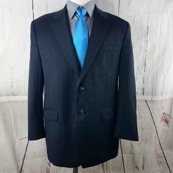 Lauren Ralph Lauren Macys Blue Striped Suit Blazer - Picture 3 of 14